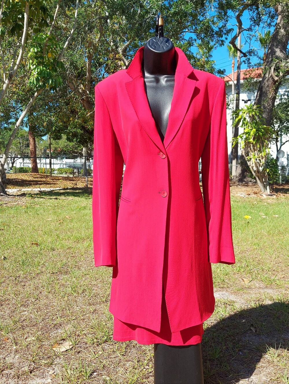 Max Mara Women's Vintage Two-Piece Suit in Vivid Scarlet — Size 10/12